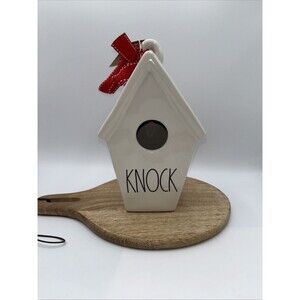 RAE DUNN "KNOCK " White 8" BIRDHOUSE NWT Free Standing Gift Party Replacement